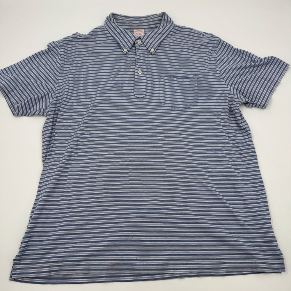 Brooks Brothers Striped Polo Shirt Button Down Collar Short Sleeve Large